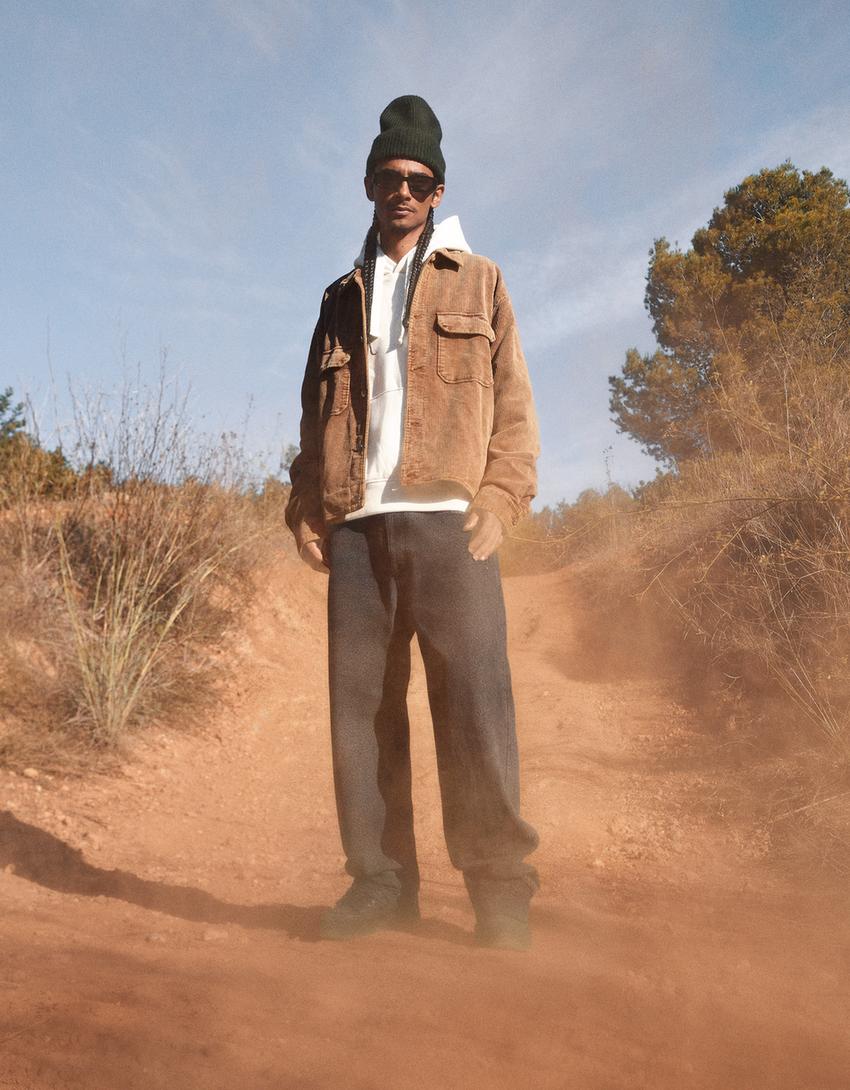 Boxy fit corduroy jacket-Camel