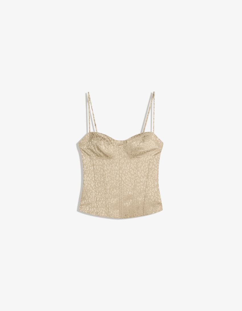 Jacquard corset top-Pink-3