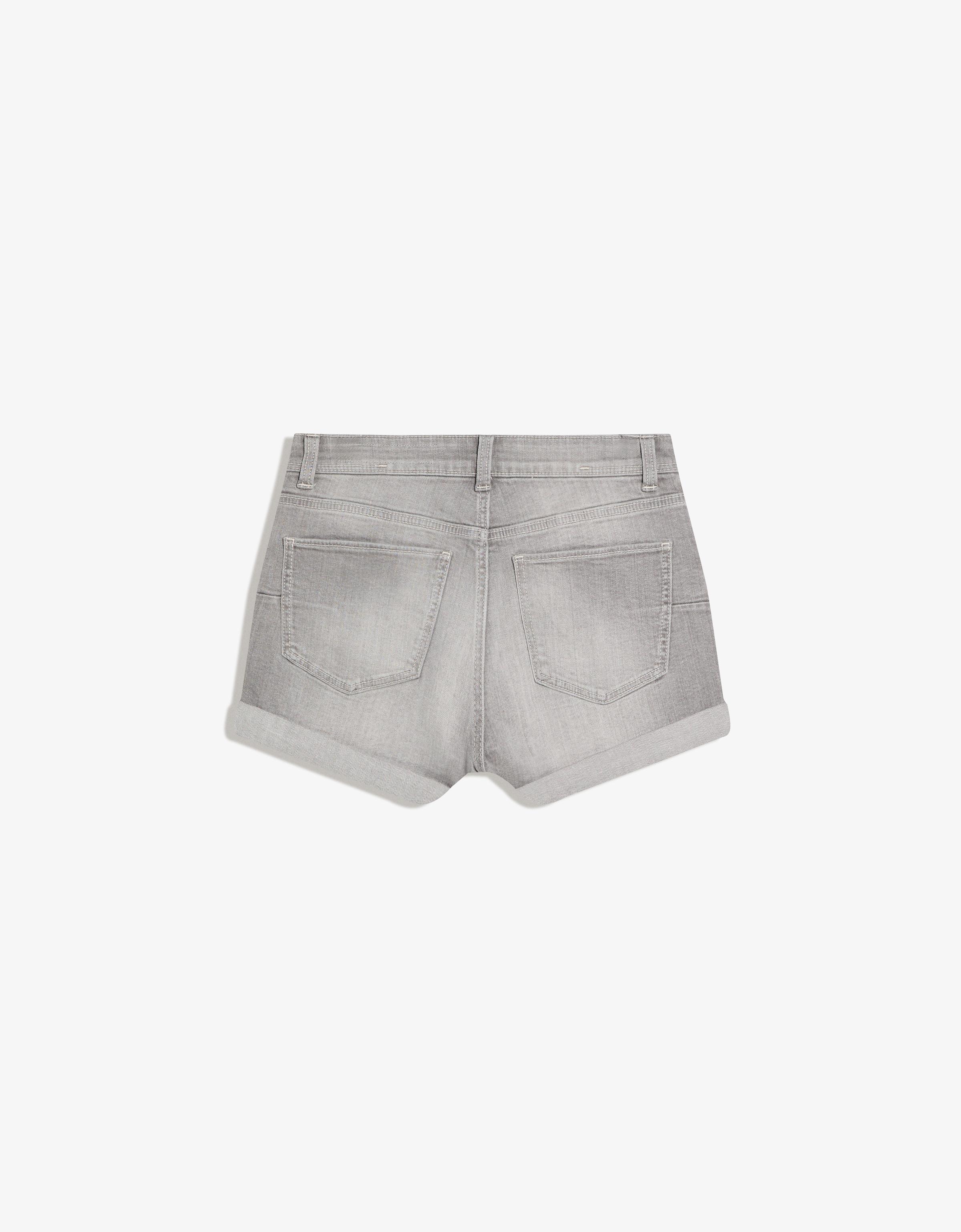 Roll-up denim shorts