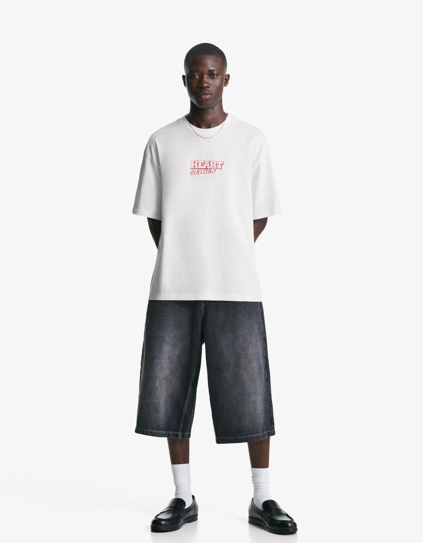 Kortærmet T-shirt med print-Hvid-3
