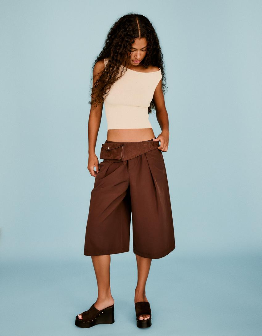 Sequinned knit boatneck top-Cream