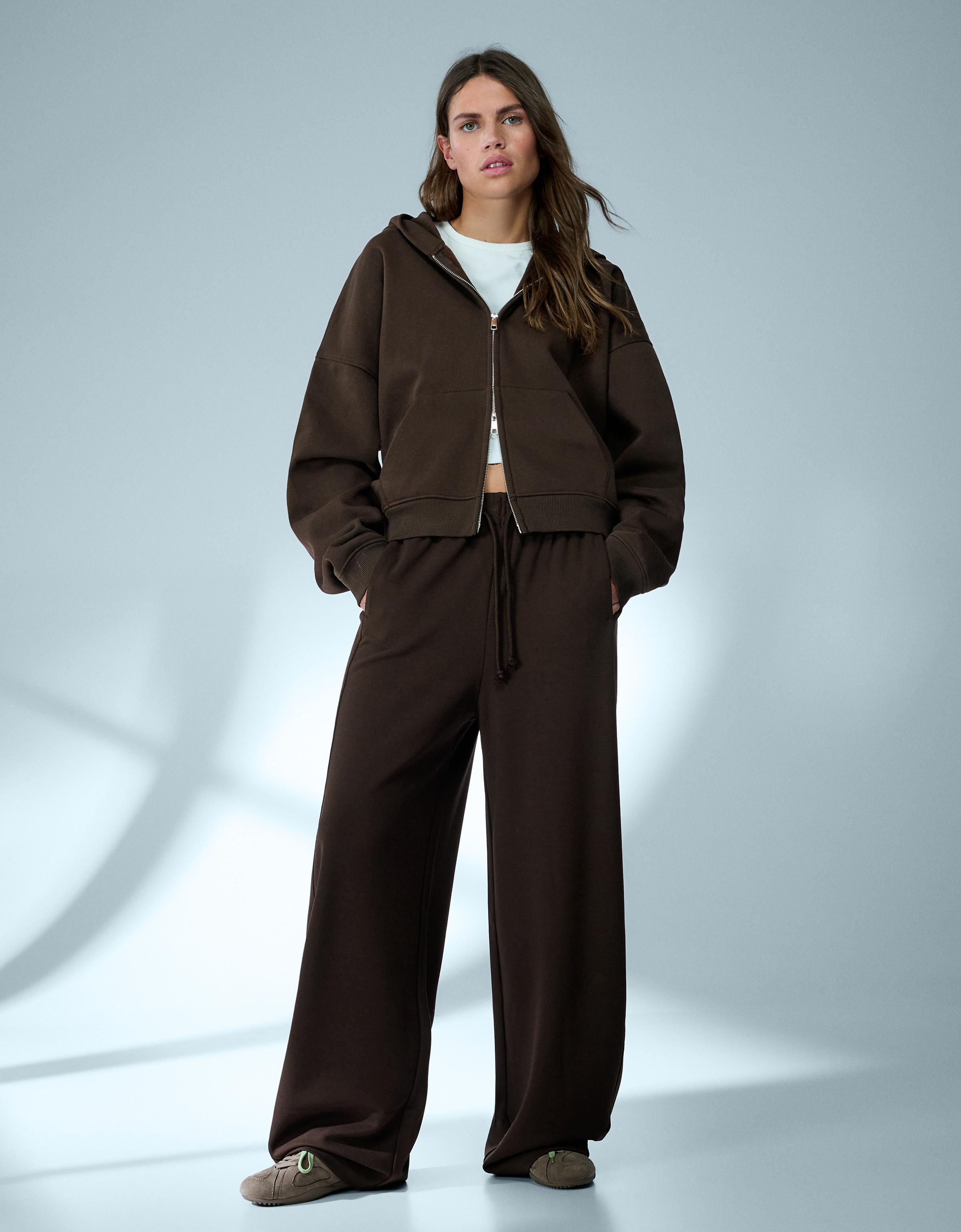 Kapüşonlu oversize fermuarlı sweatshirt - Görsel 163