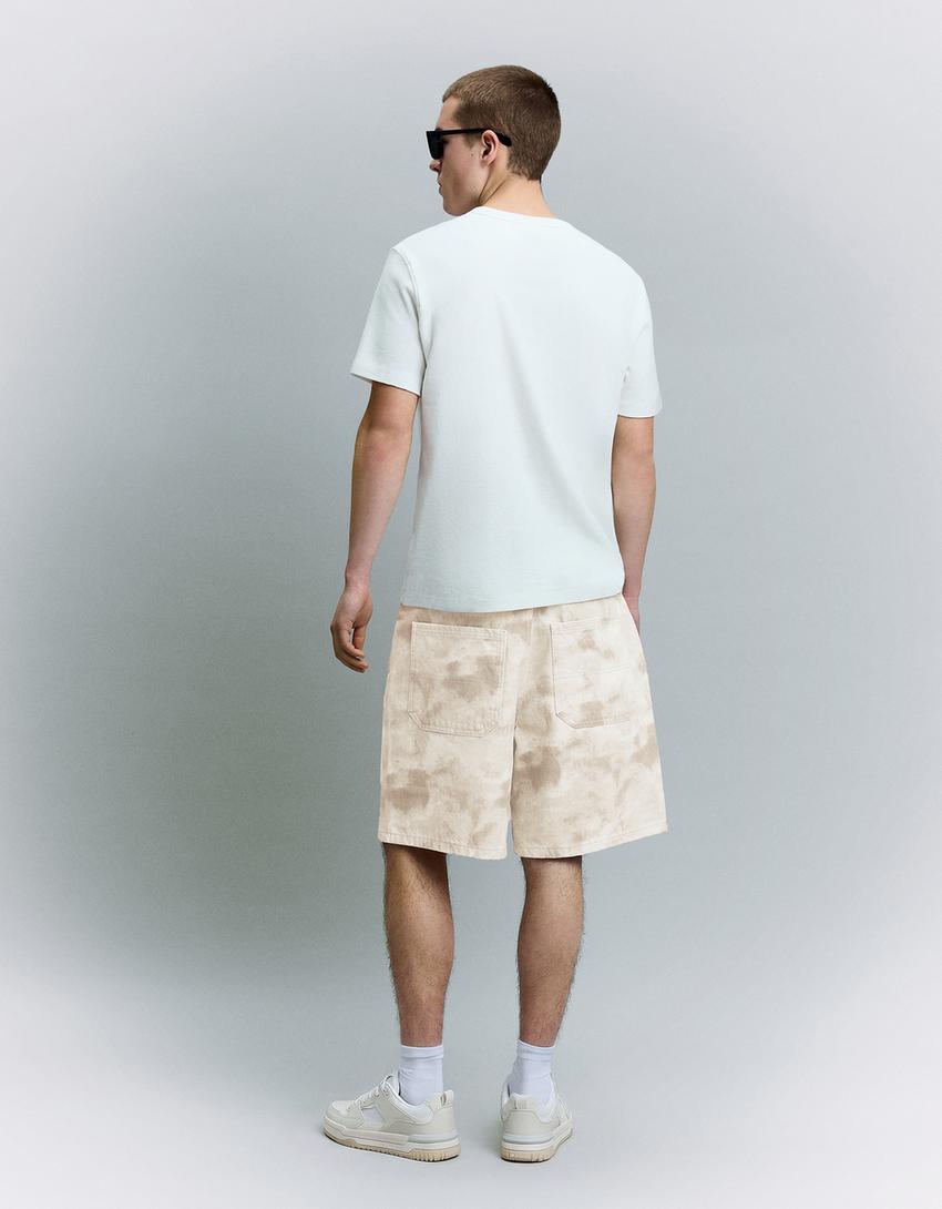 Bermuda baggy fit imprimée-Gris