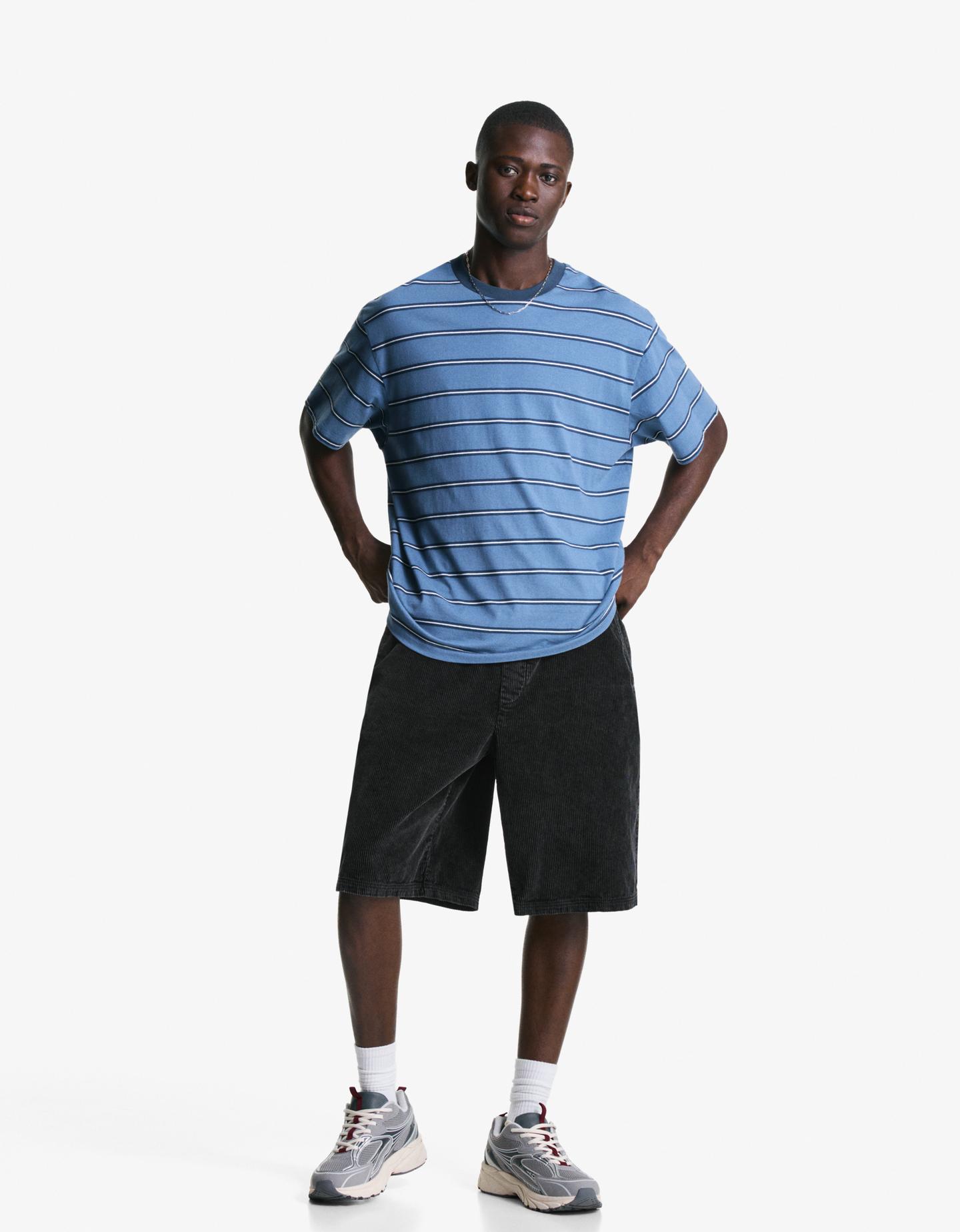 Bershka bermudy jogger sztruksowe czarny