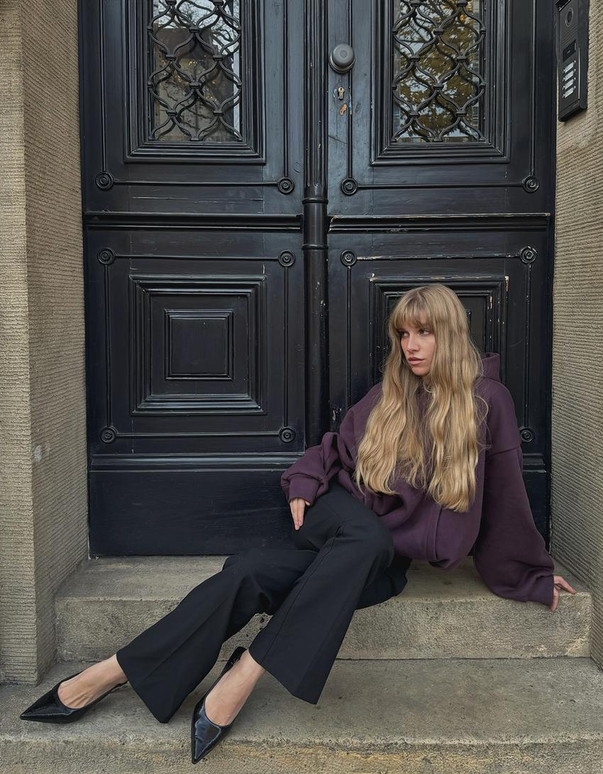 Sweatshirt com capuz-Bordeaux