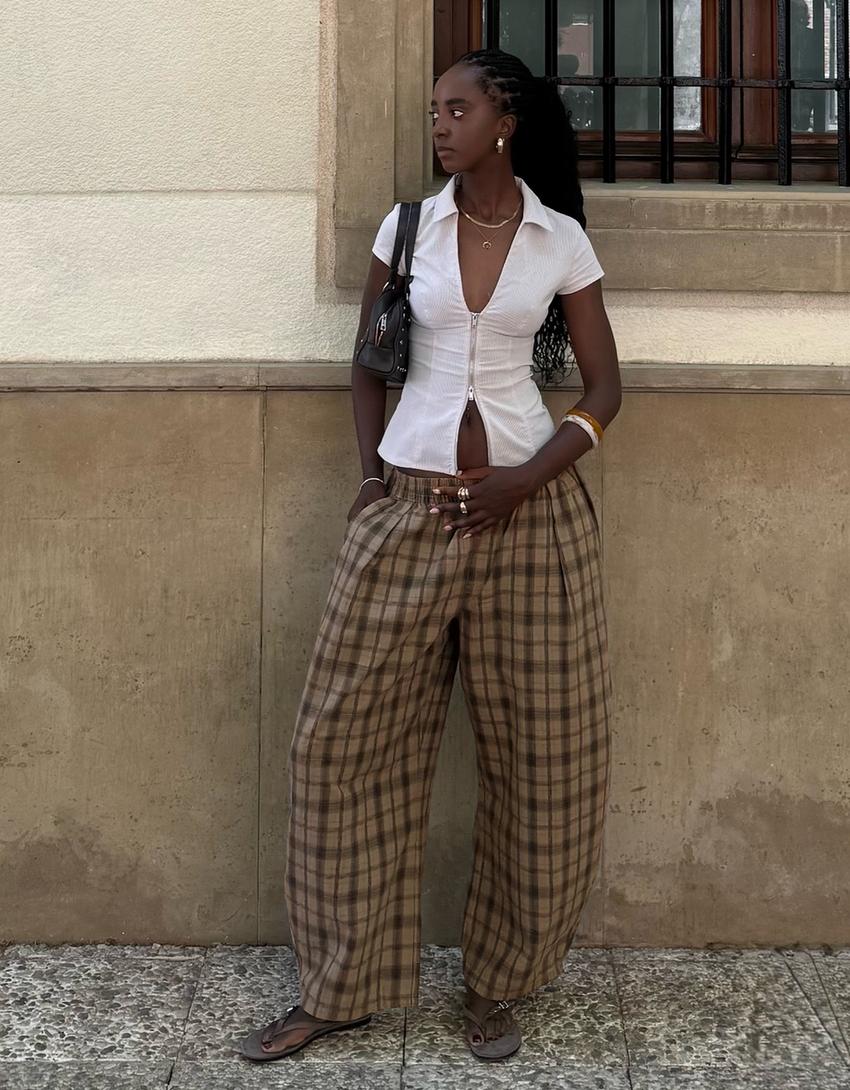 Kareli balon fit pantolon