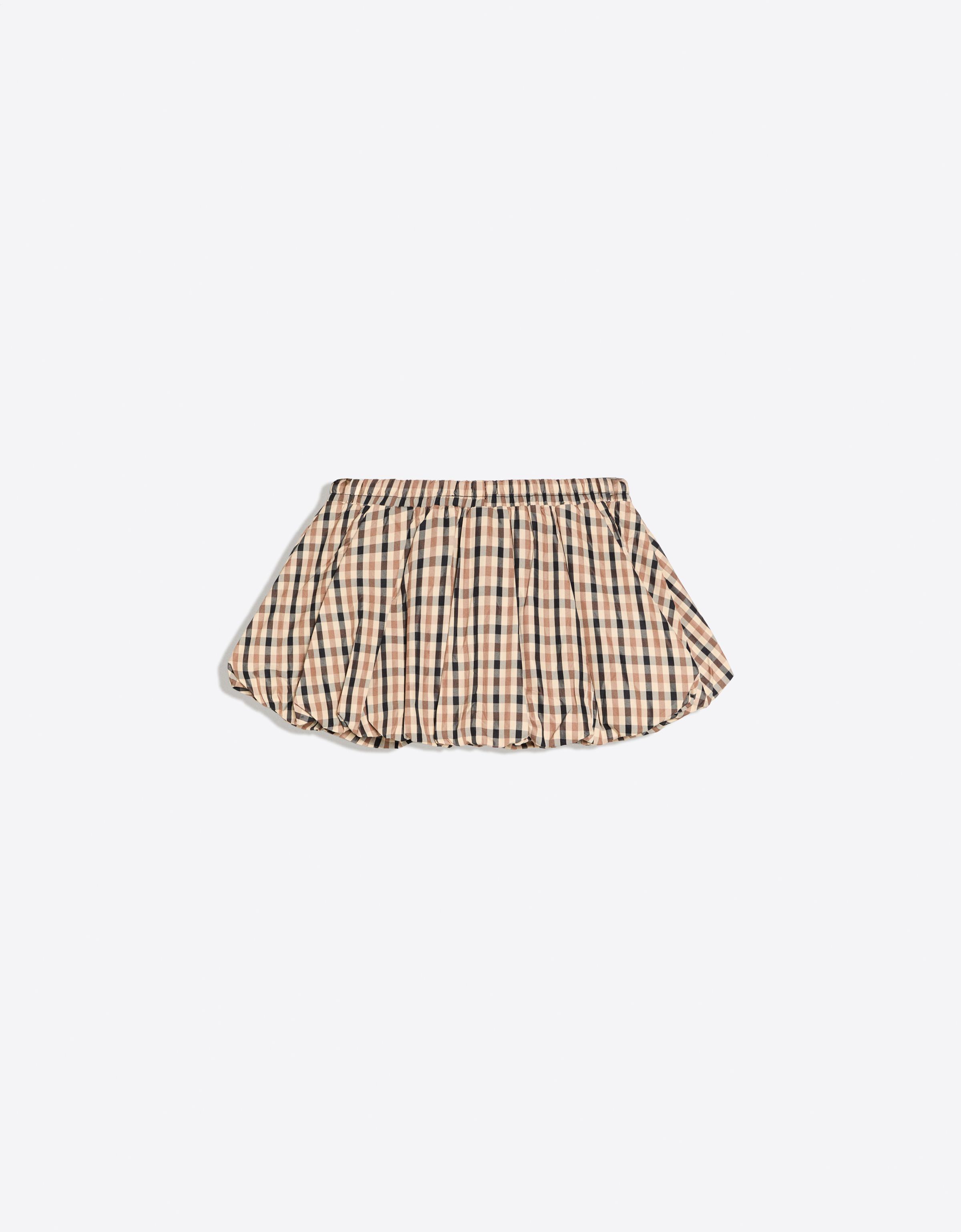 Checked technical fabric skort — Cream