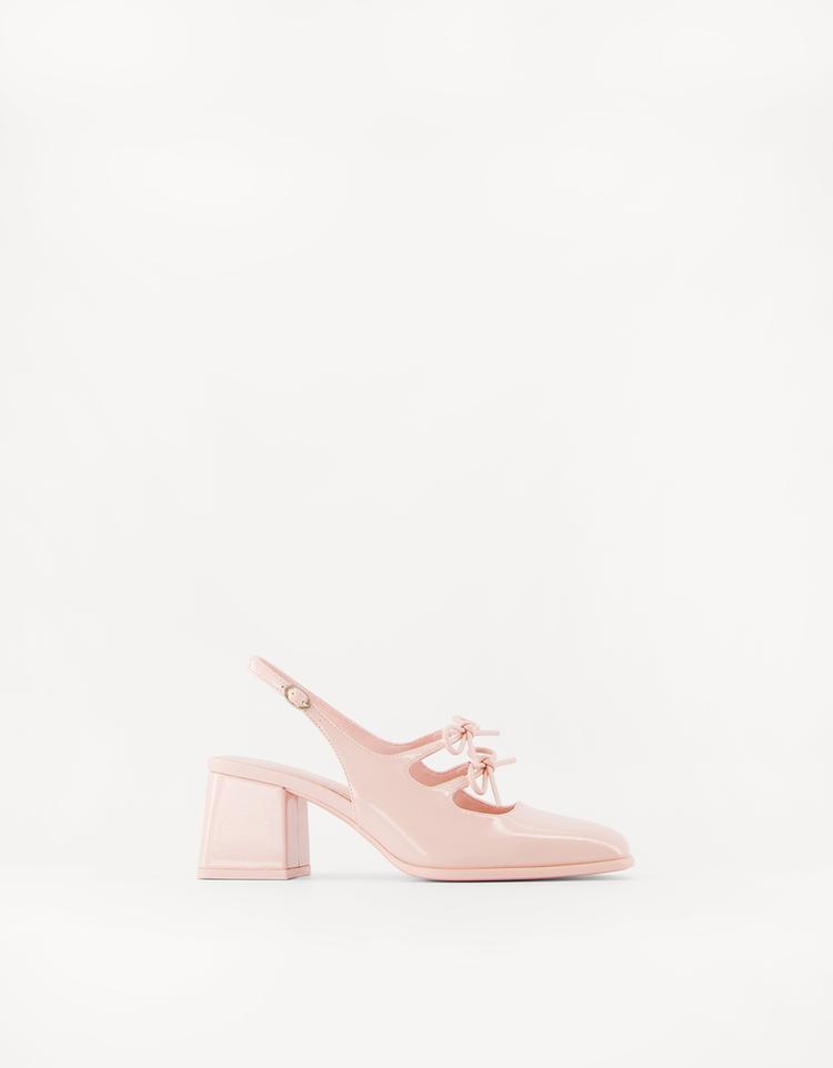 High-heel Mary Janes with bow details
