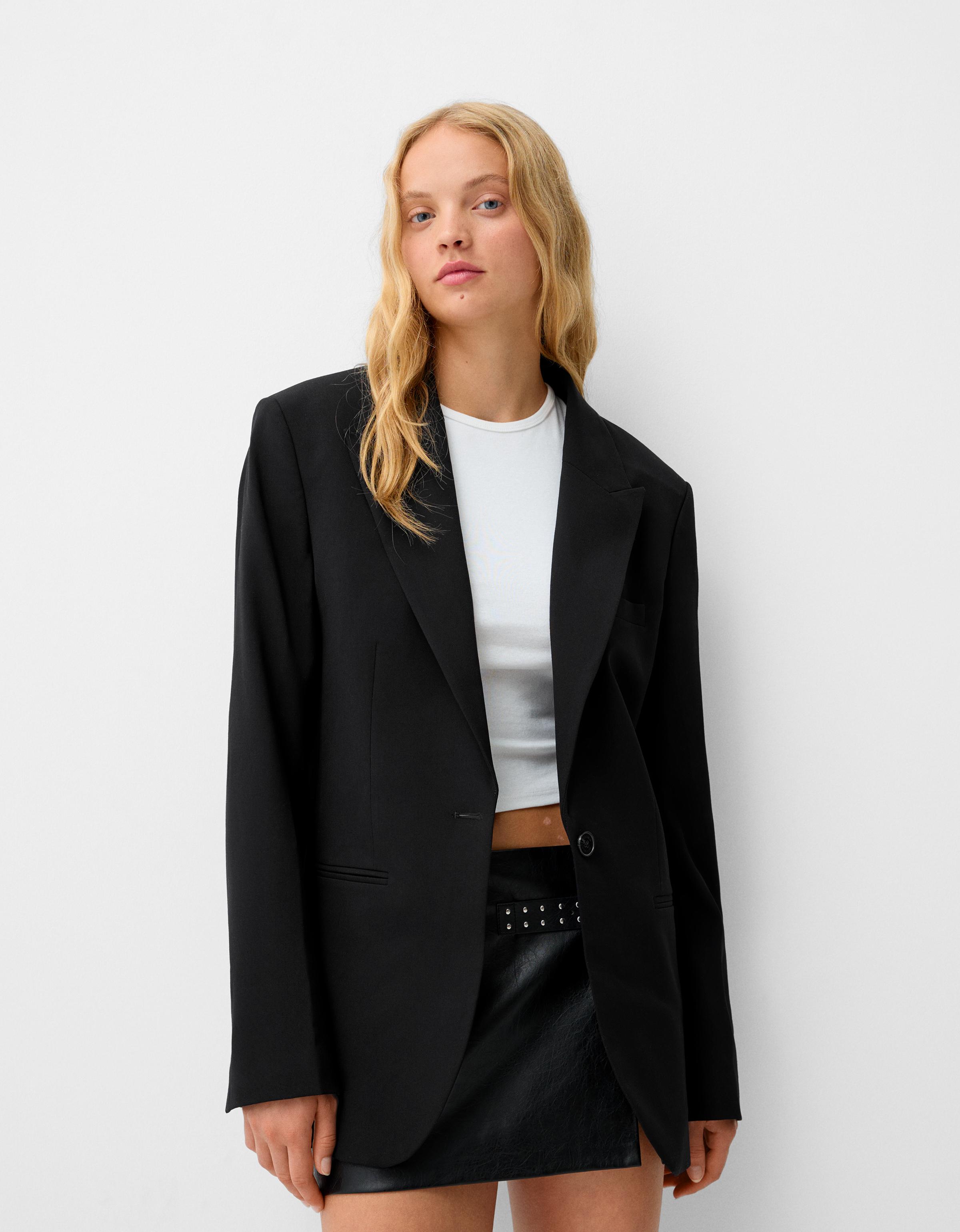 Bershka Blazer Mit Taschen Damen Xs Schwarz