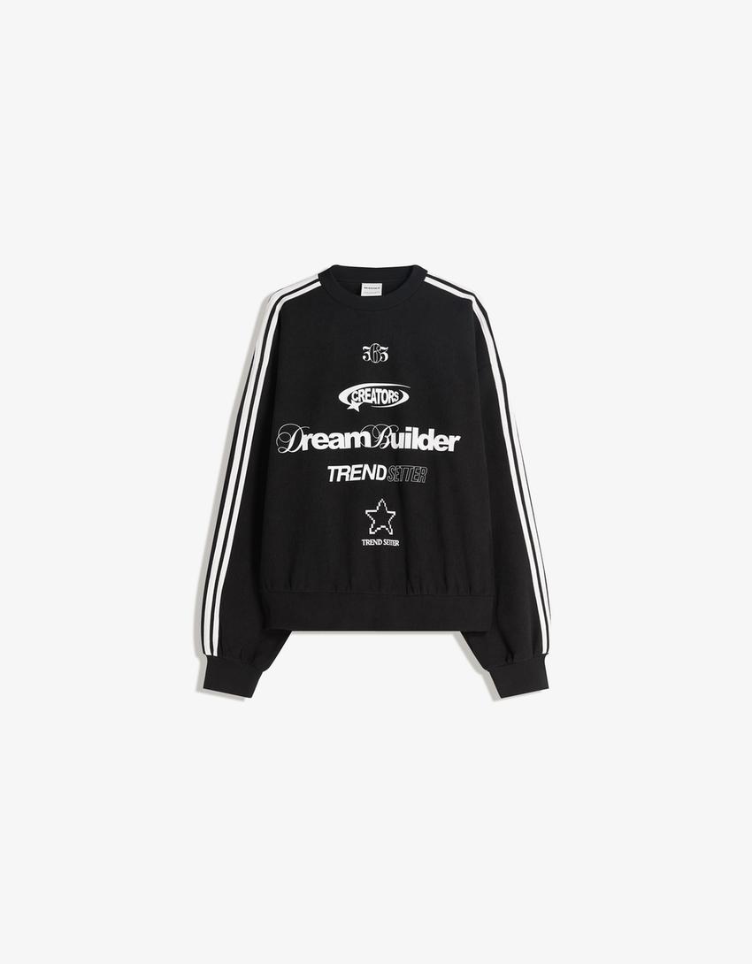 Needlecord print sweatshirt-Black