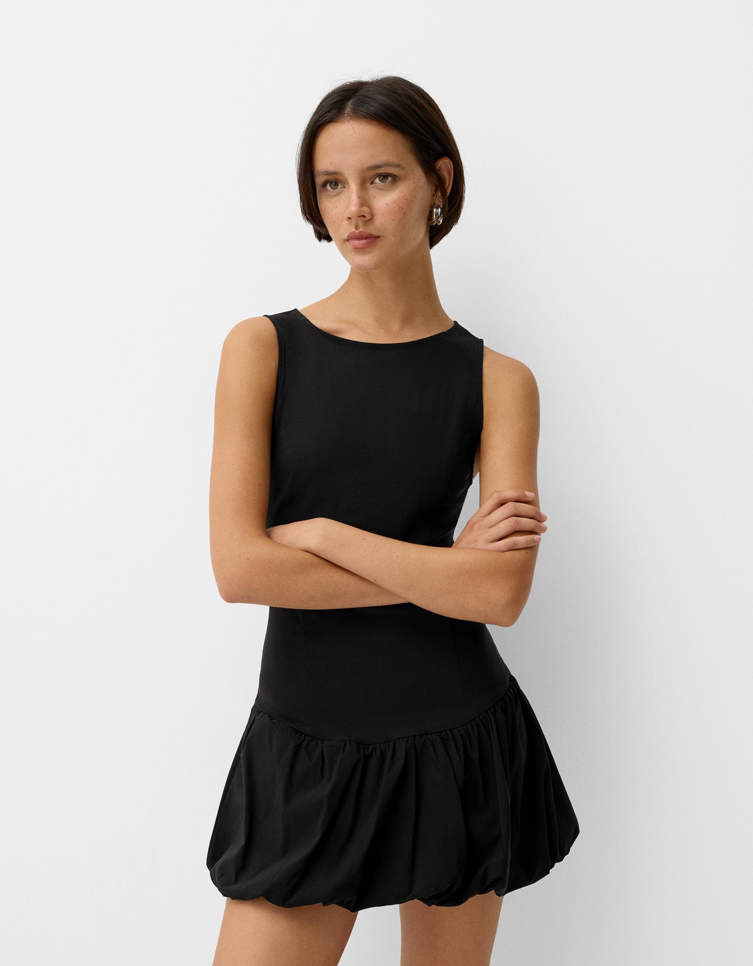 Bershka Minikleid Mit Ballonärmeln Damen S Schwarz