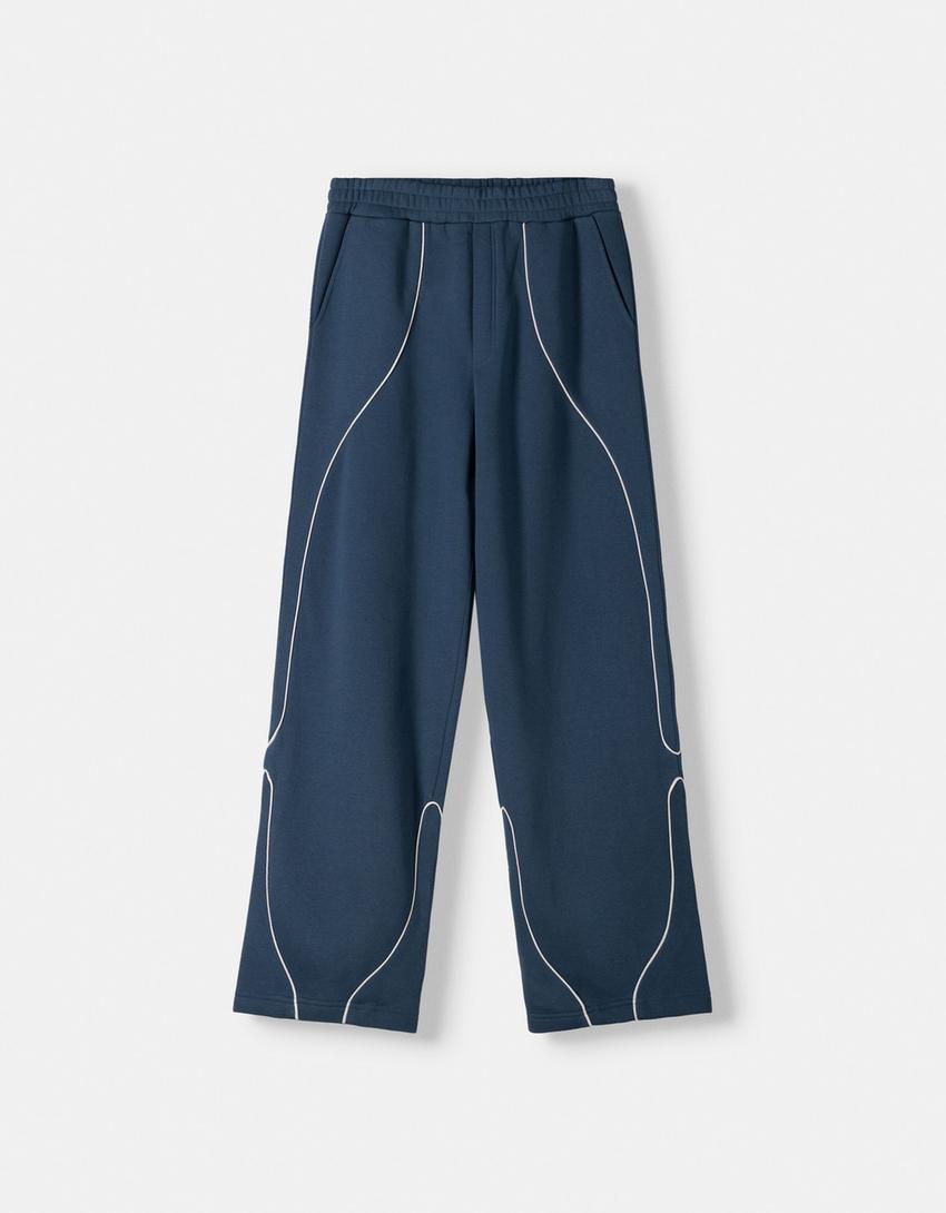 Pantalon skate liseré-Marine-4