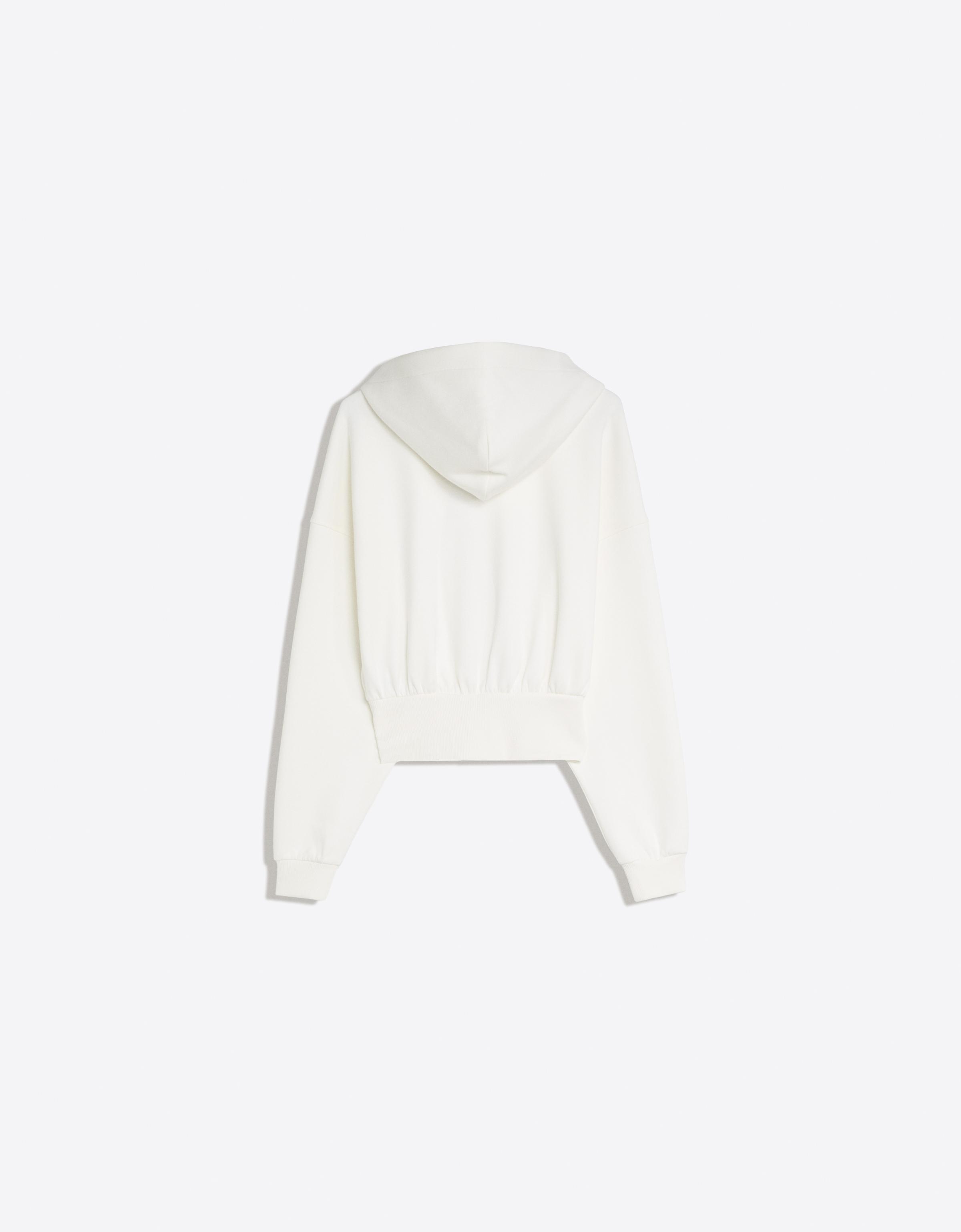 Zip-up hooded sweatshirt with sash — Cream