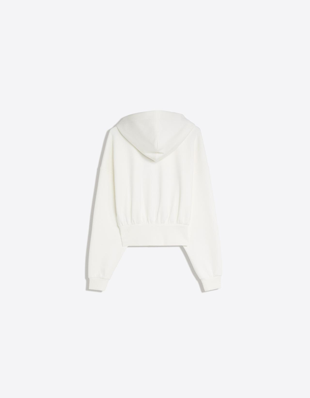 Zip-up hooded sweatshirt with sash — Cream