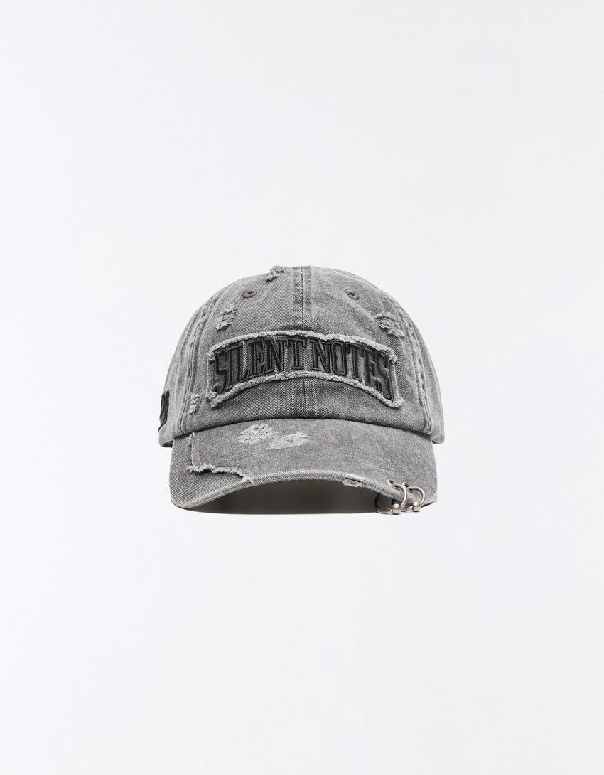 Gorra efecto lavado parche-Negro