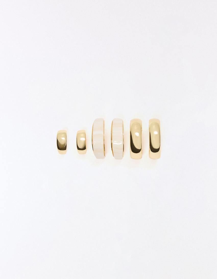 Lot de 3 anneaux signature-Blanc