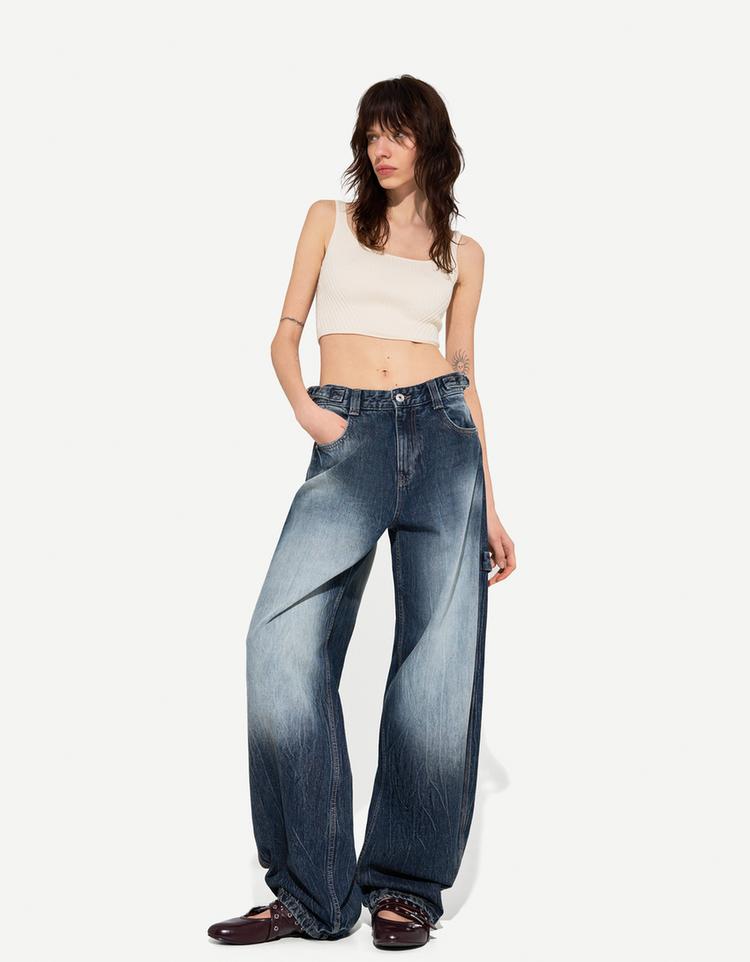 Ayarlanabilir balloon fit carpenter jean