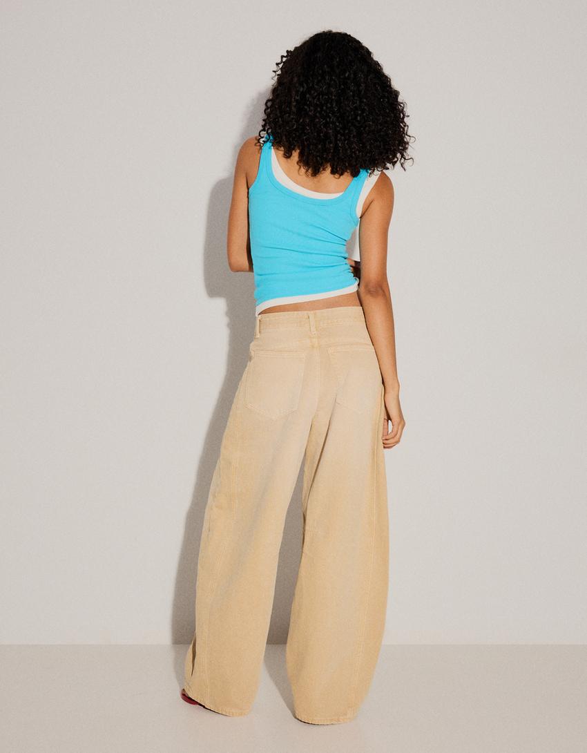 Jeans barrel fit-Camel
