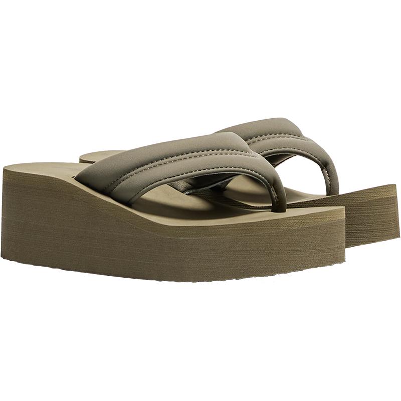 Quilted platform sandals — KHAKI
