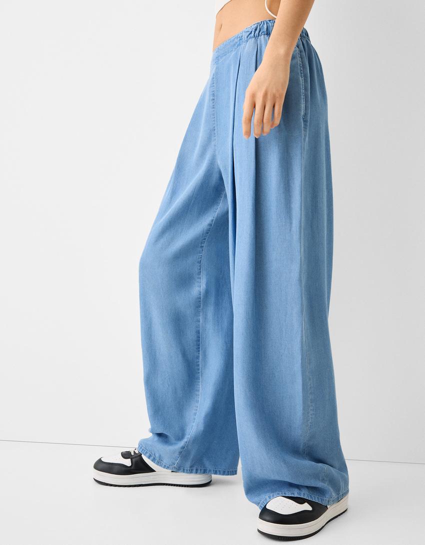 Lyocell culotte jeans-Light blue-3