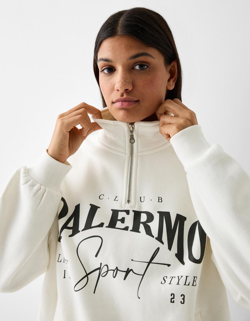 سويت شيرت بطبعة وسحاب-أبيض مطفي-2