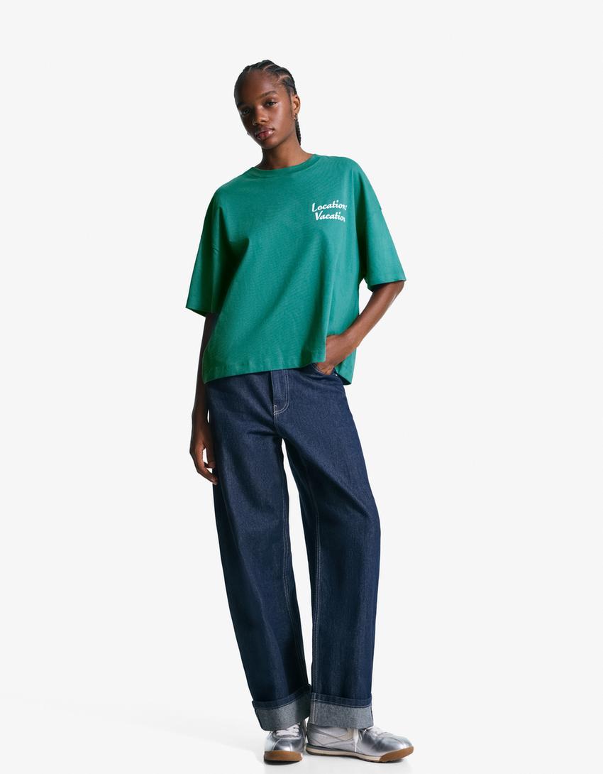 T-shirt manches courtes imprimé-Vert-2