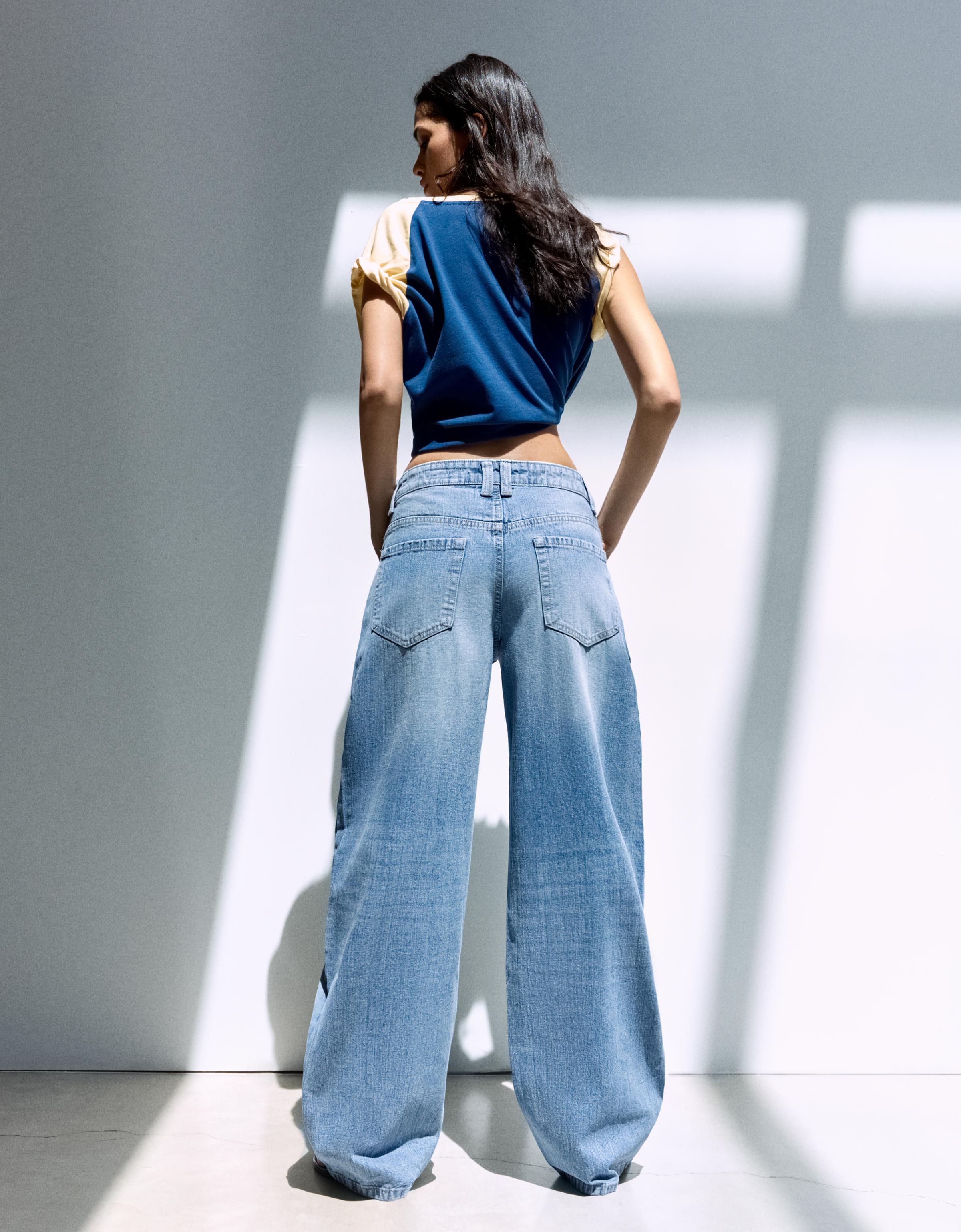 Low-rise baggy barrel jeans — Light blue