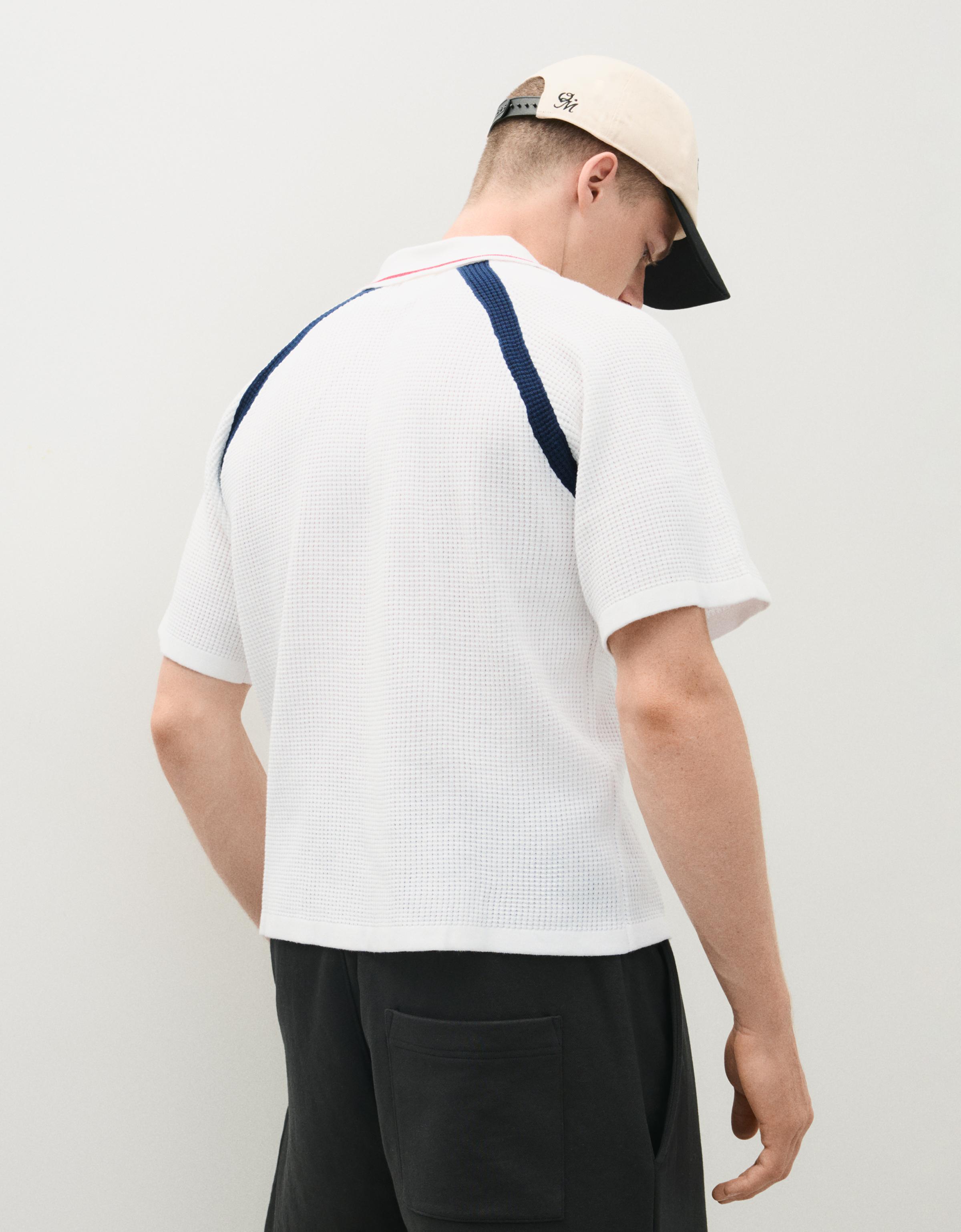 Retro sport print polo shirt — White
