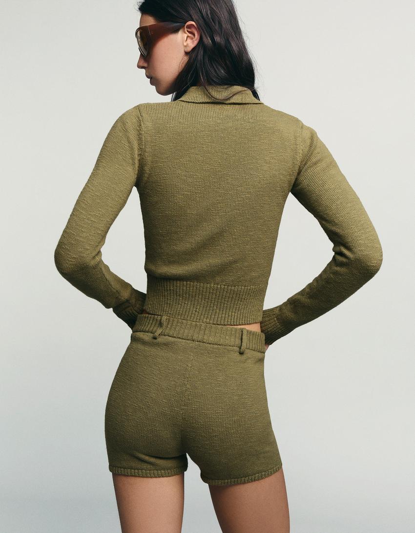 Zip-up polo jacket-Green