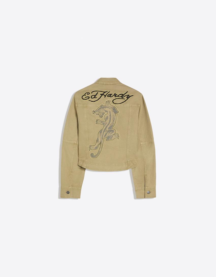 Veste brodée ED HARDY X BERSHKA-Sable