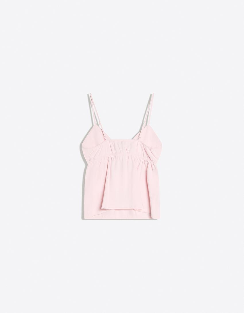 Peplum askılı top-Pembe