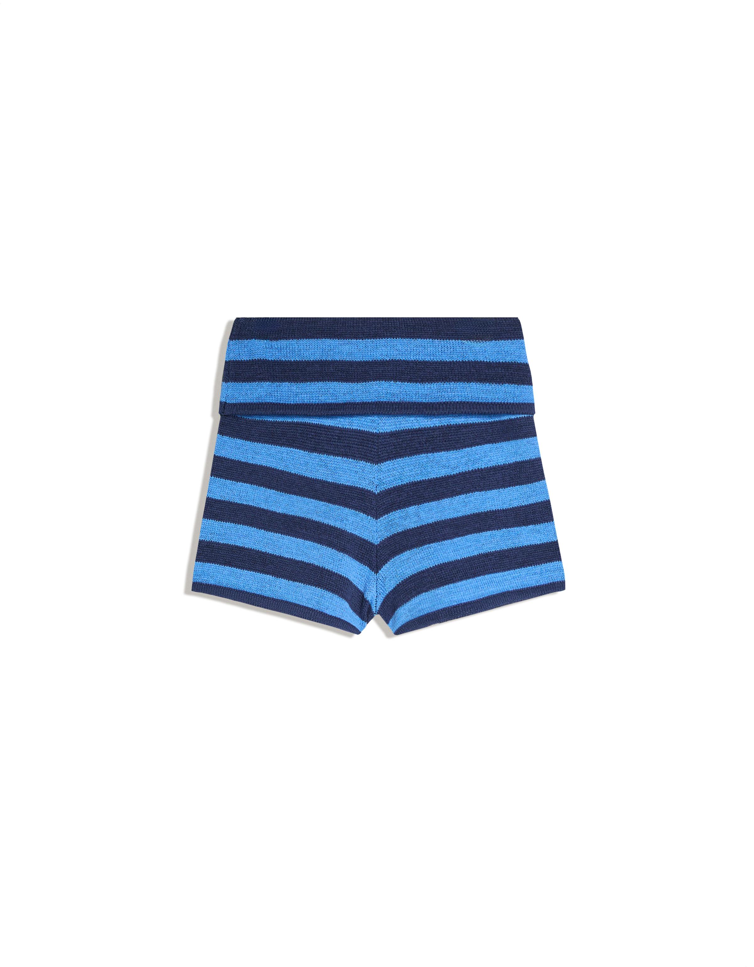 Knitted shorts with turn-up waist — Blue
