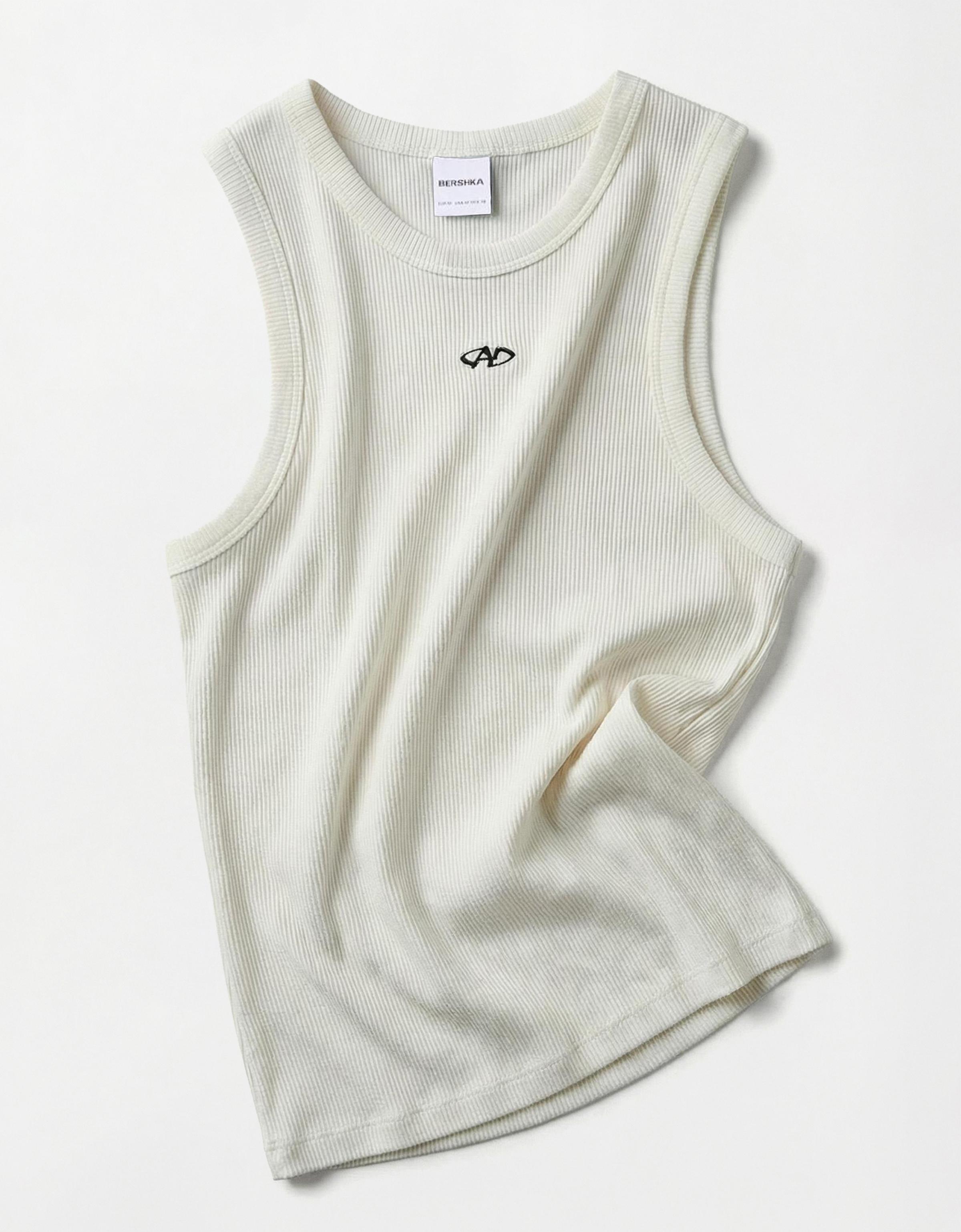 Waffle print vest top — Off white