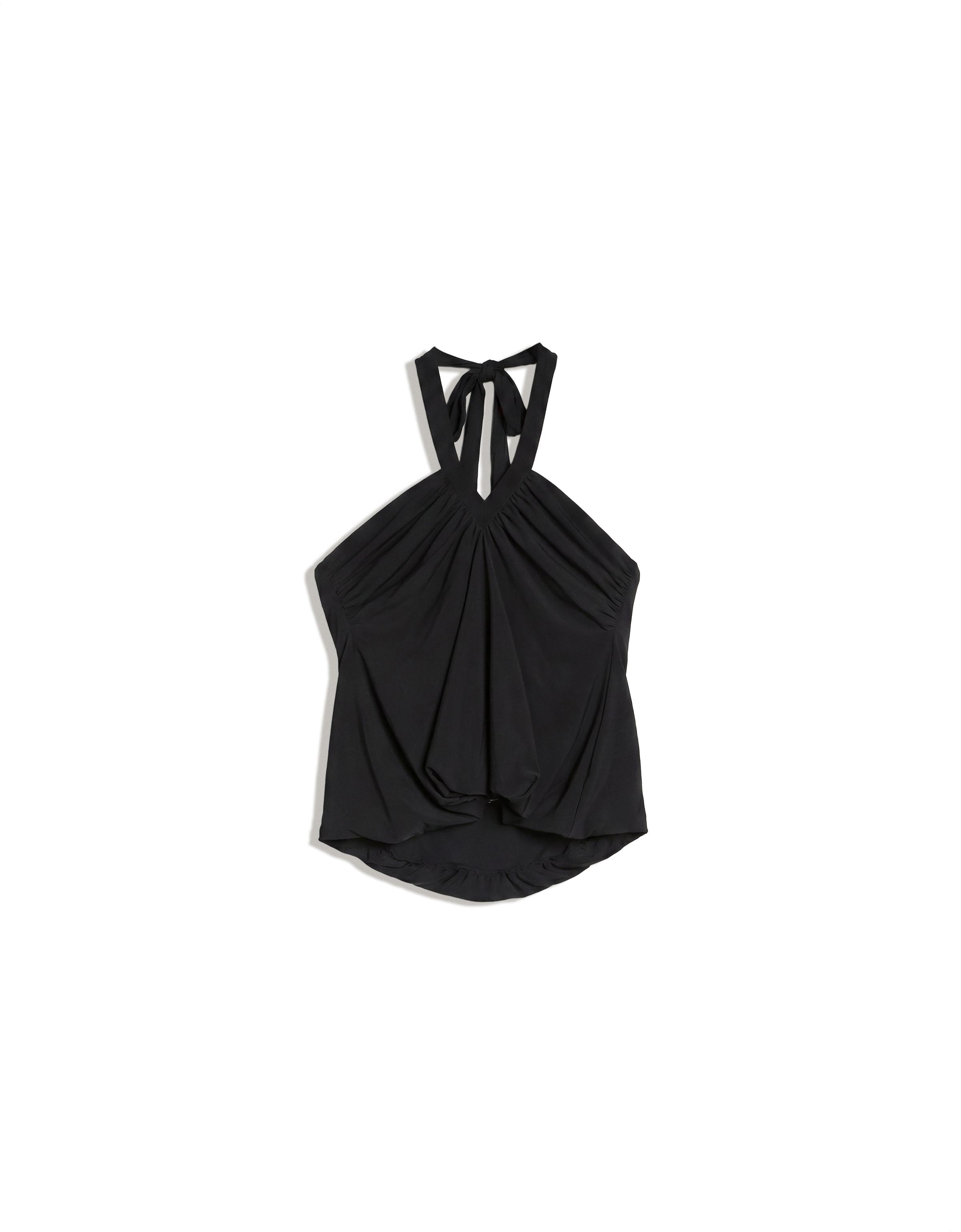 Halter peplum top — Black