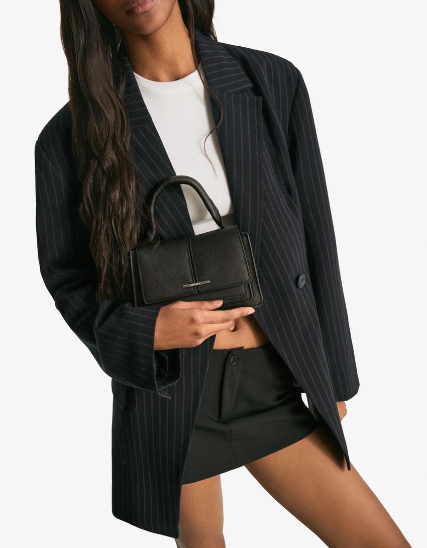 Torebka listonoszka z fakturą-Czarny