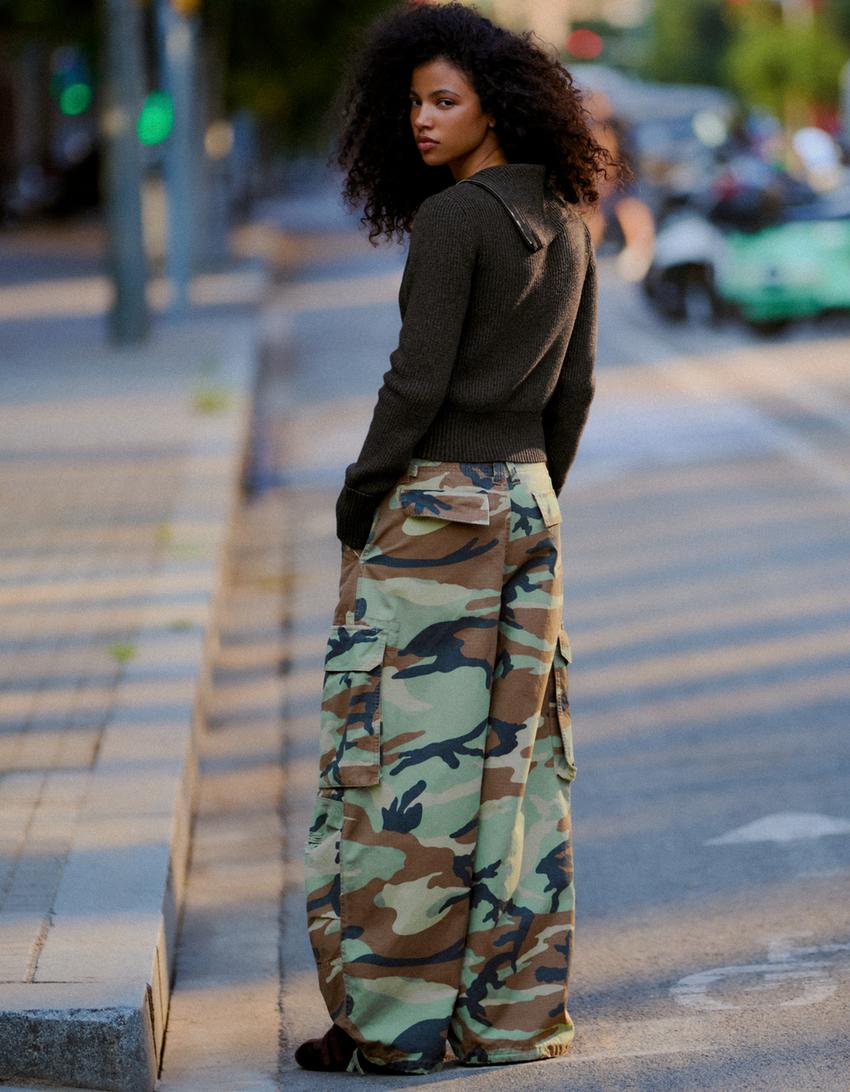 Cargo print trousers-Khaki