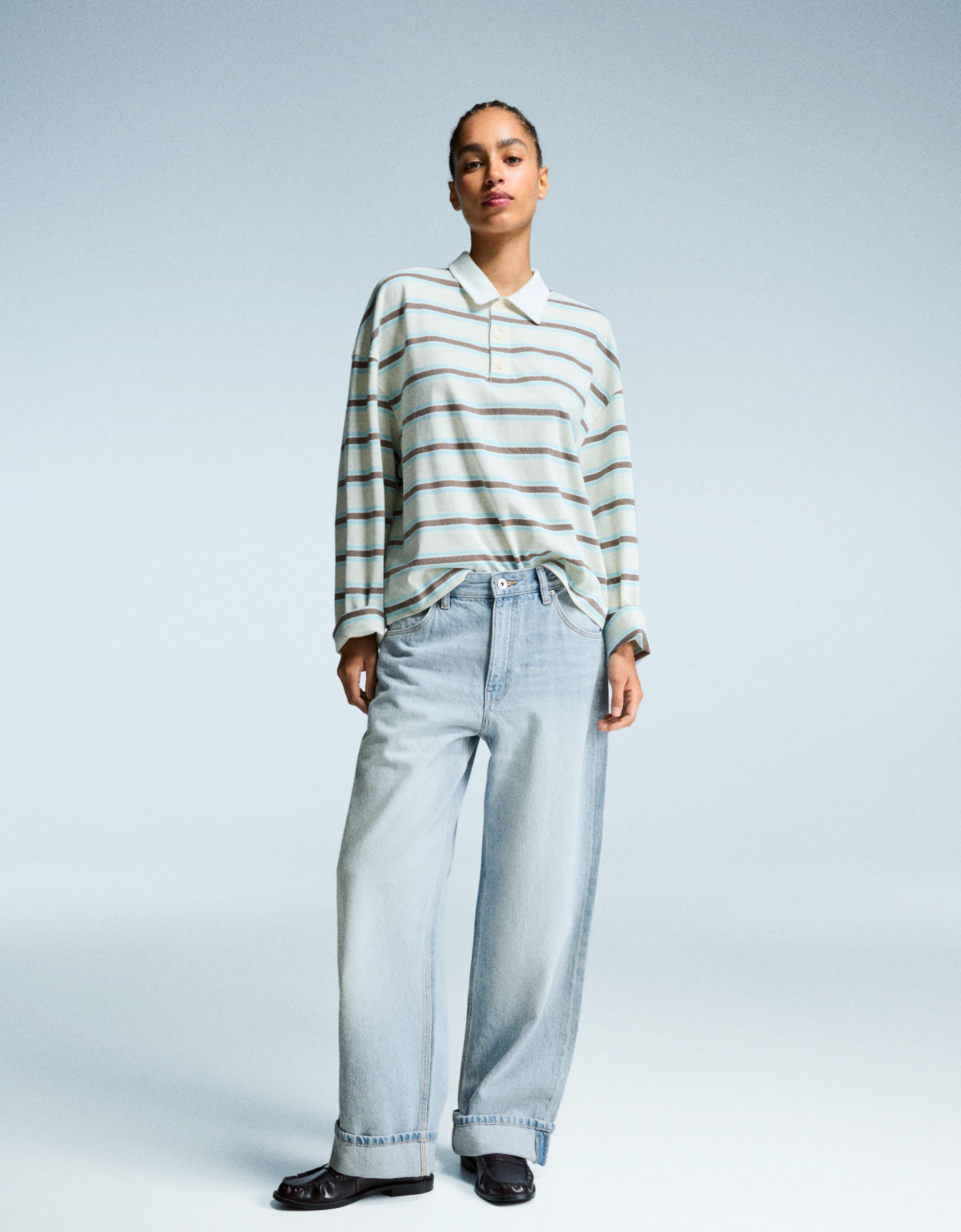 Düşük bel paça detaylı baggy fit jean - Görsel 12