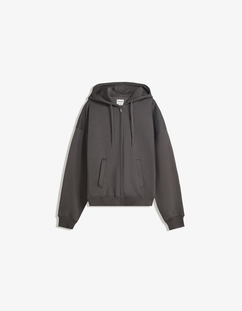 Zip-up hoodie-Grey-4