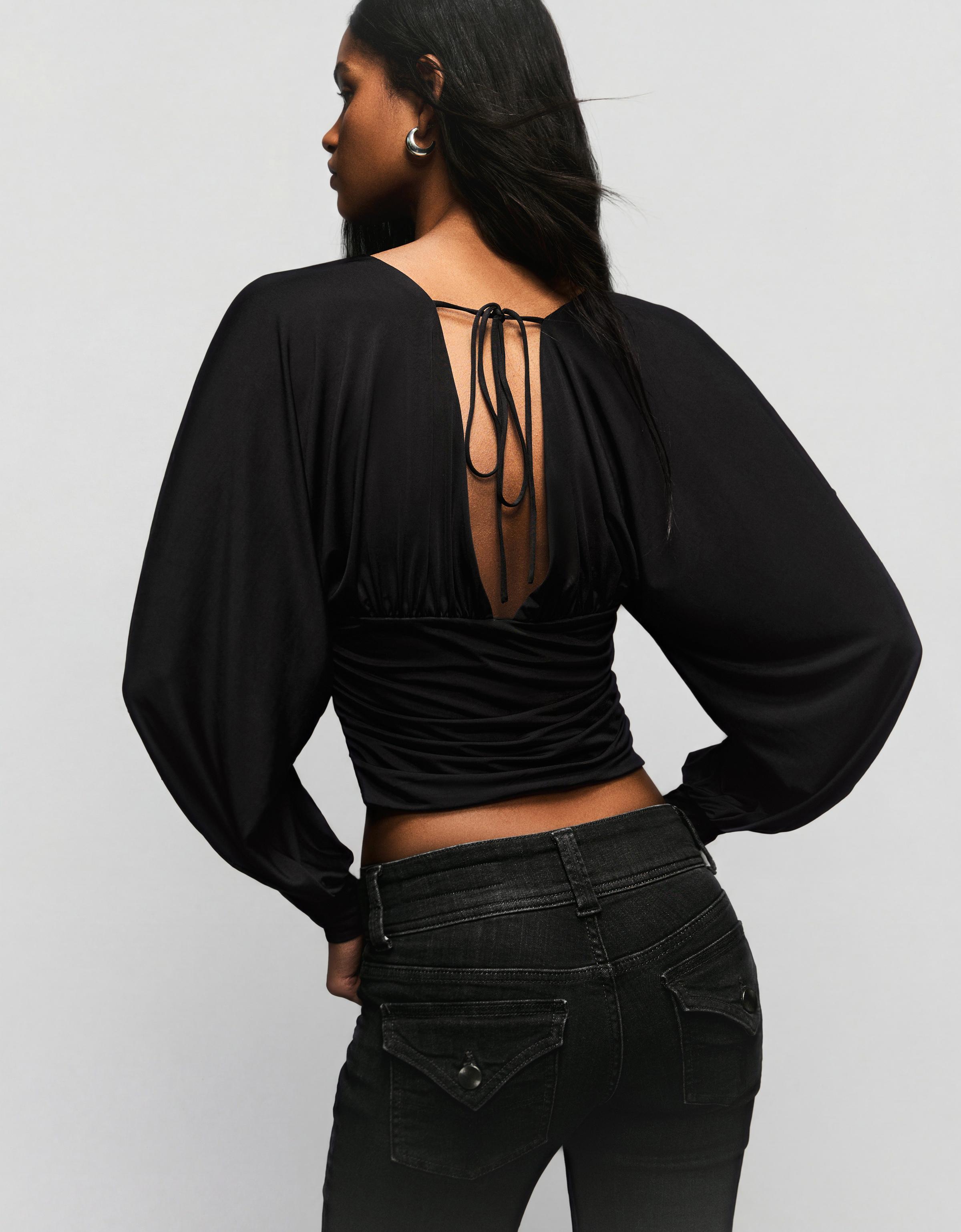 Uzun kollu büzgülü top - Görsel 52