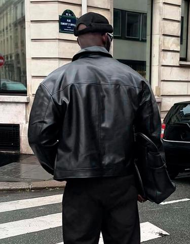 Boxy leather effect jacket — Black 2