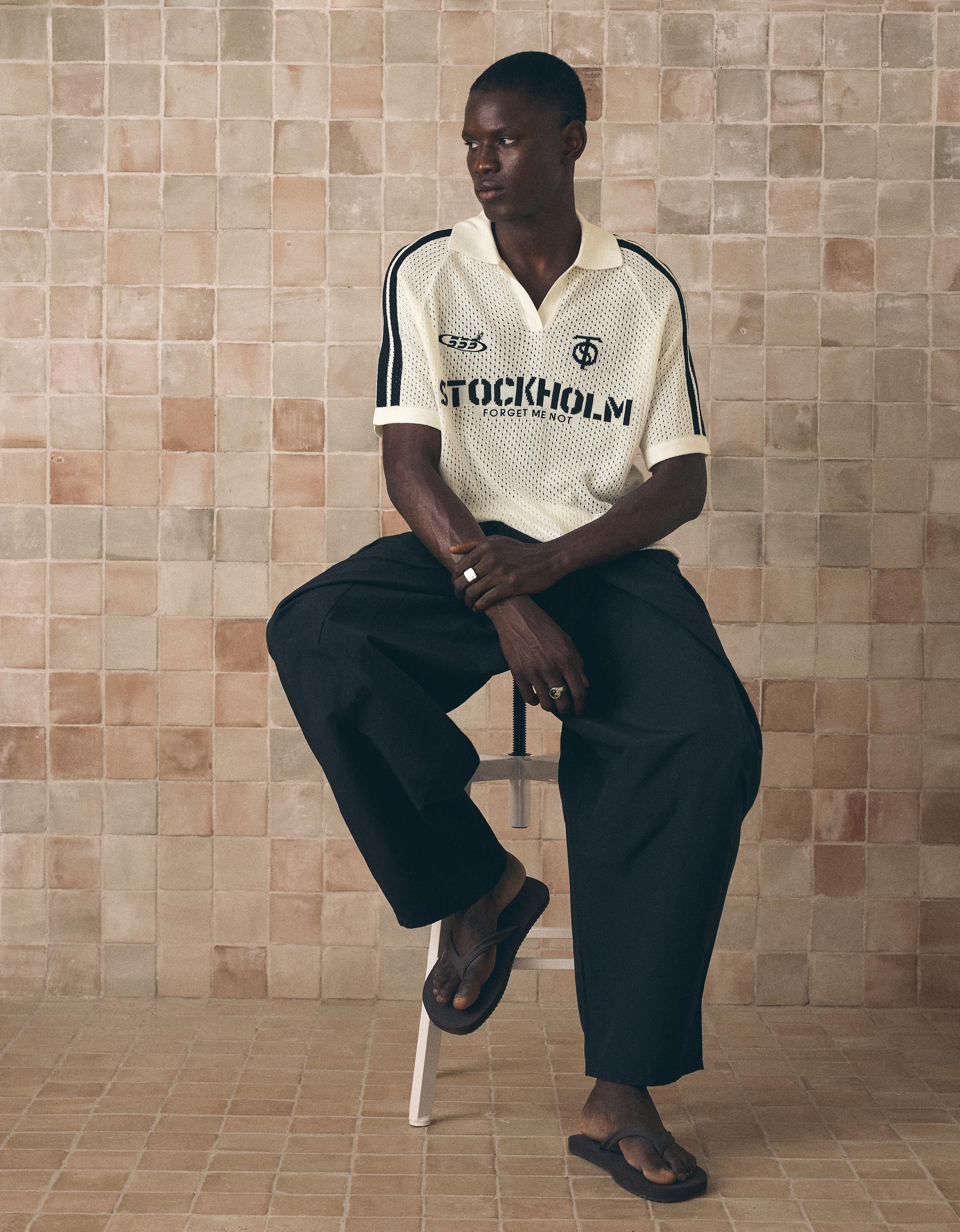 Retrosport print mesh polo — Off white