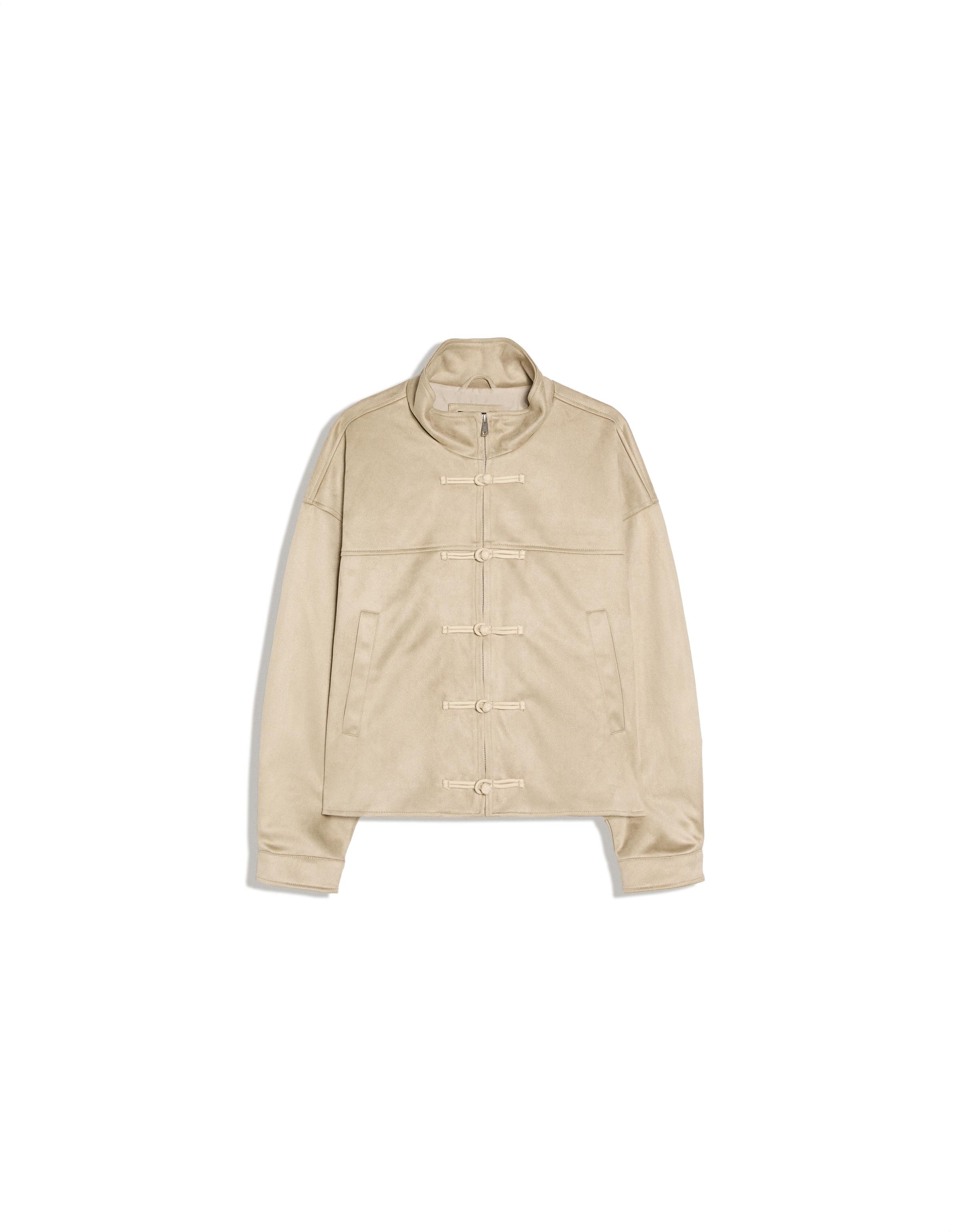 Faux suede clasp jacket — Beige