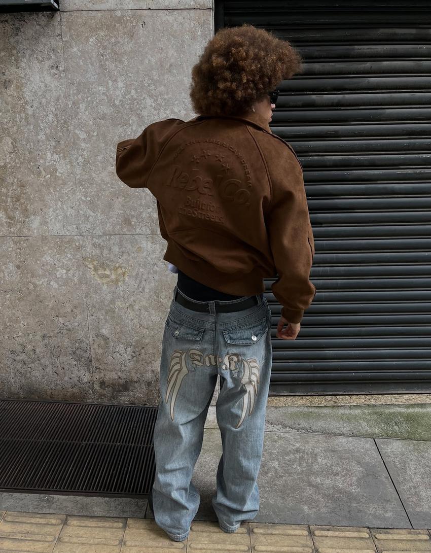 Jacke in Wildlederoptik-Braun