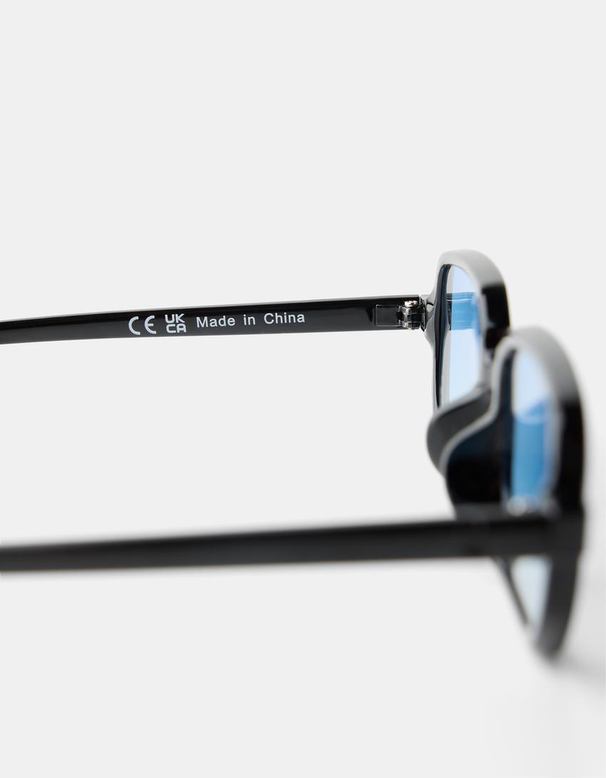 Lunettes de soleil hexagonales-Bleu-5