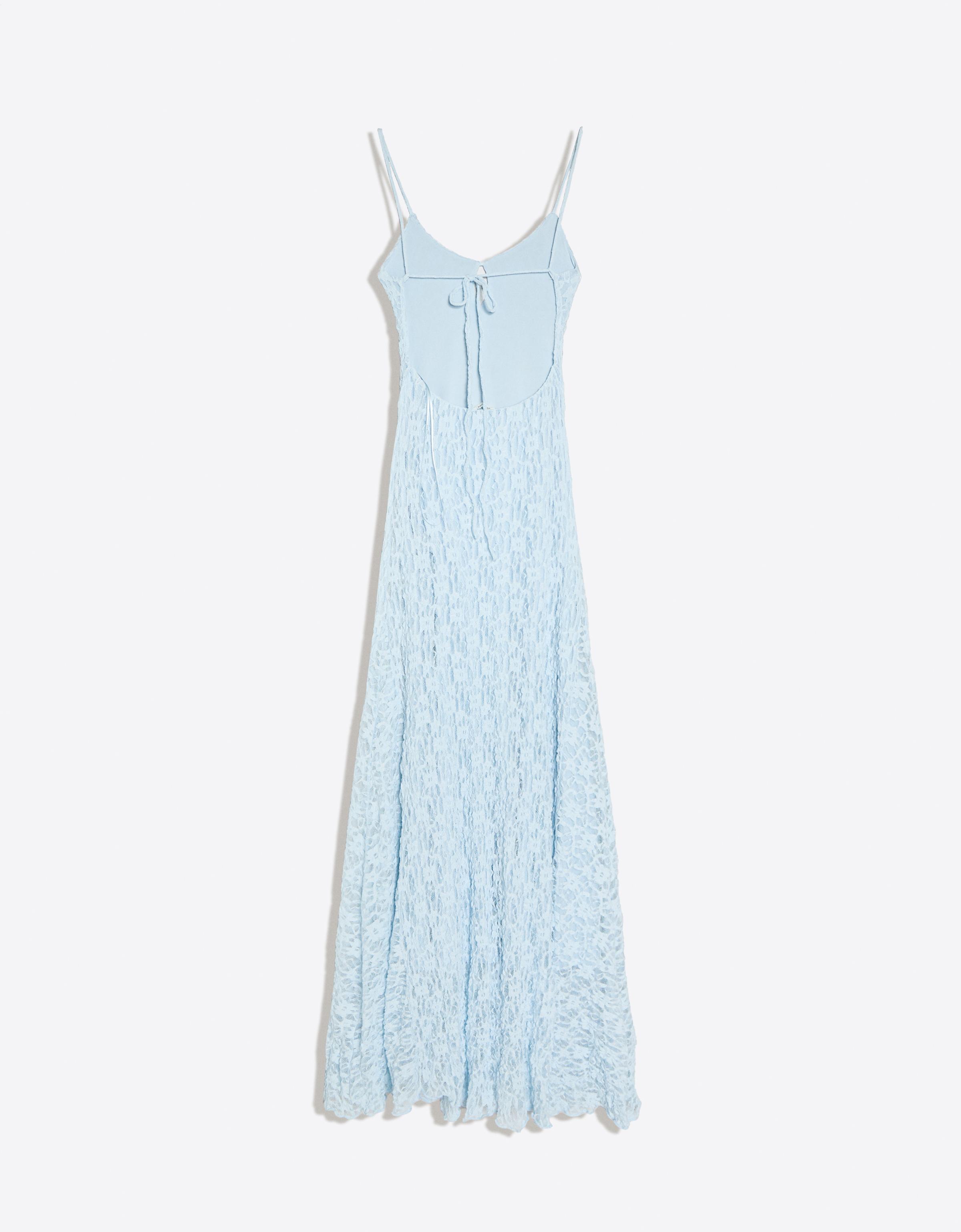 Printed midi dress with straps — Light blue