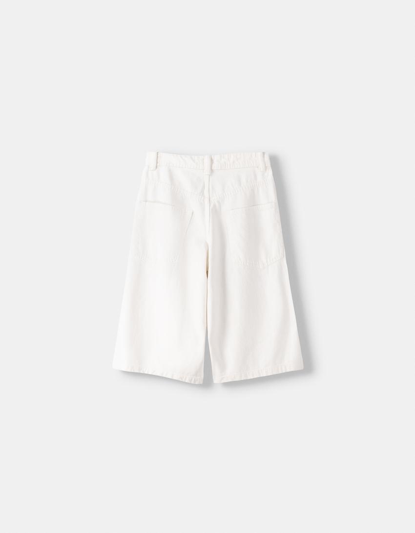 Bermuda jort baggy serge-Blanc cassé-7