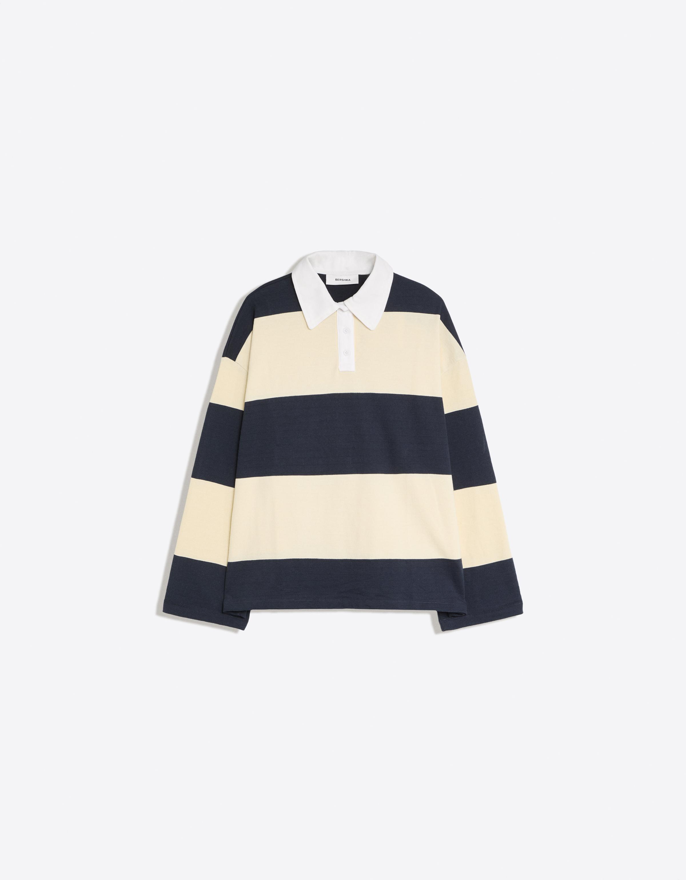 Long sleeve striped polo shirt — Yellow