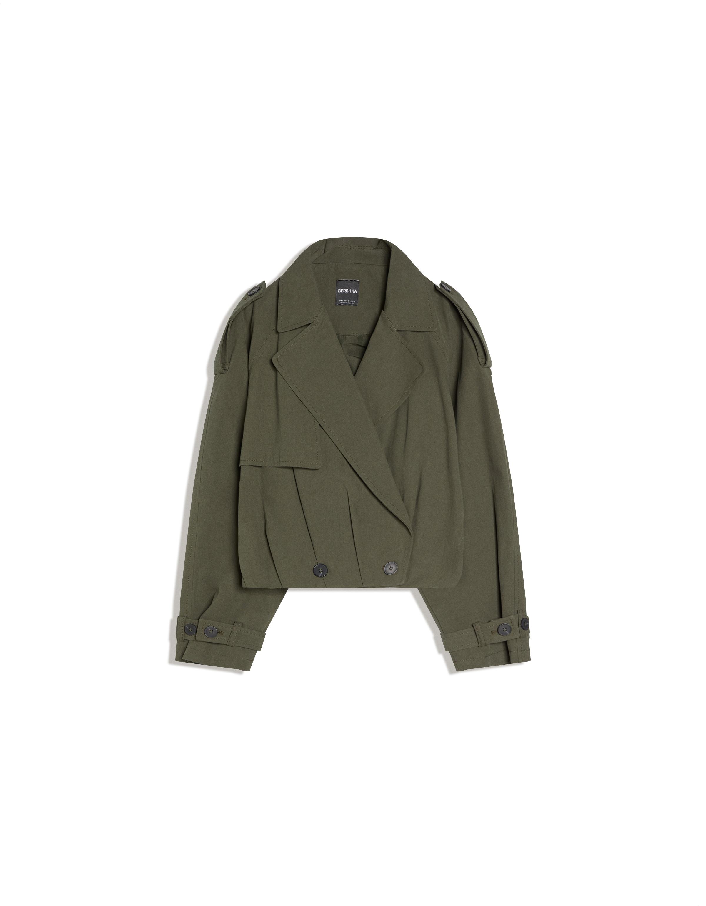 Balloon effect cropped trench coat — Khaki