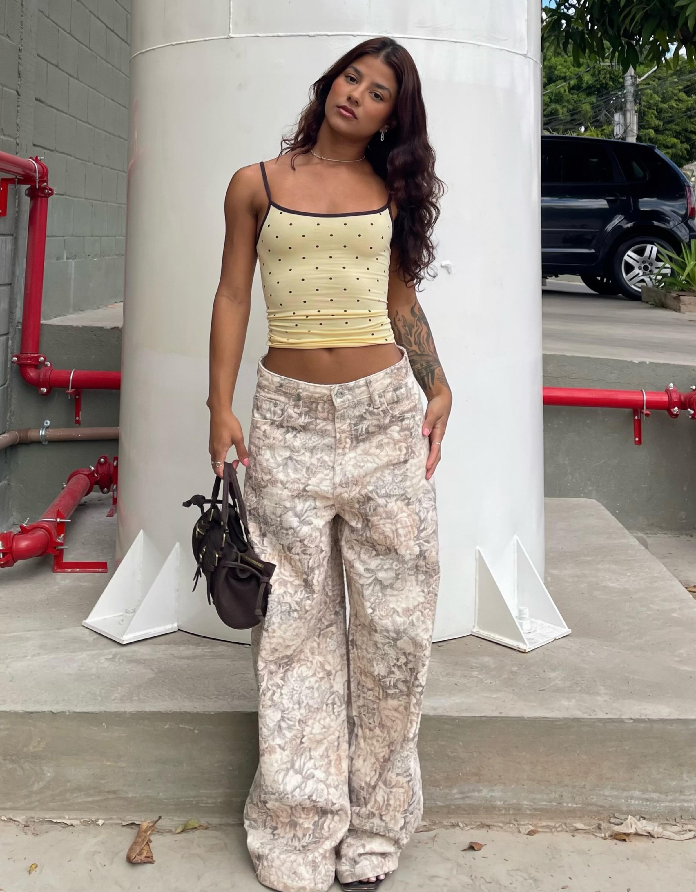Contrast strappy top — Yellow