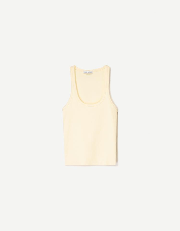Fitilli kolsuz t-shirt